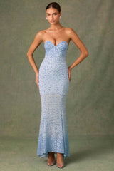 Vesna-Embellished Sweetheart-Neck Fishtail Gown in Sky Blue