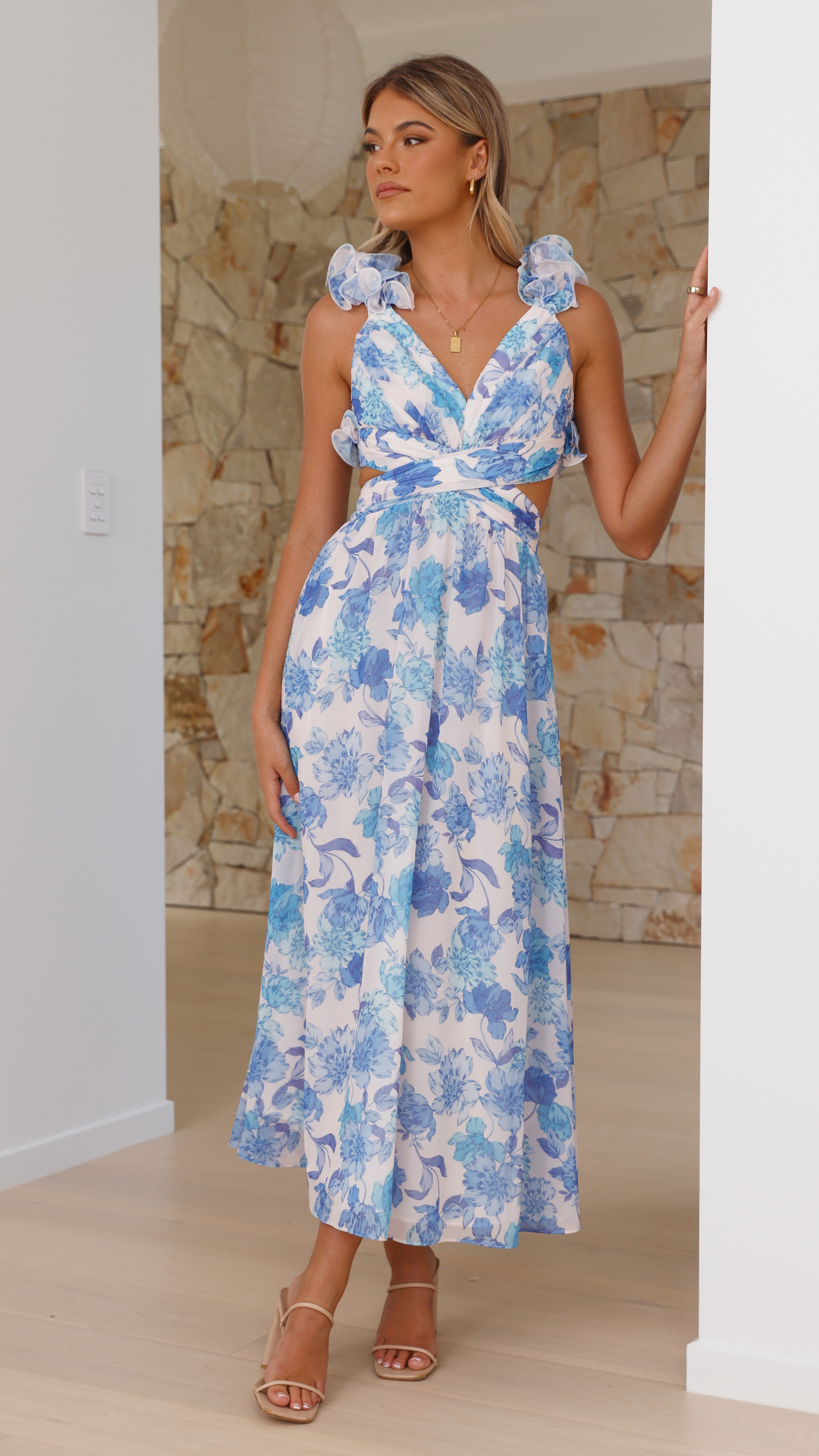 Galilhai Maxi Dress - Blue Floral
