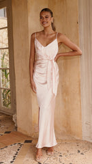 Yasmeen Tie Front Maxi Dress - Pink
