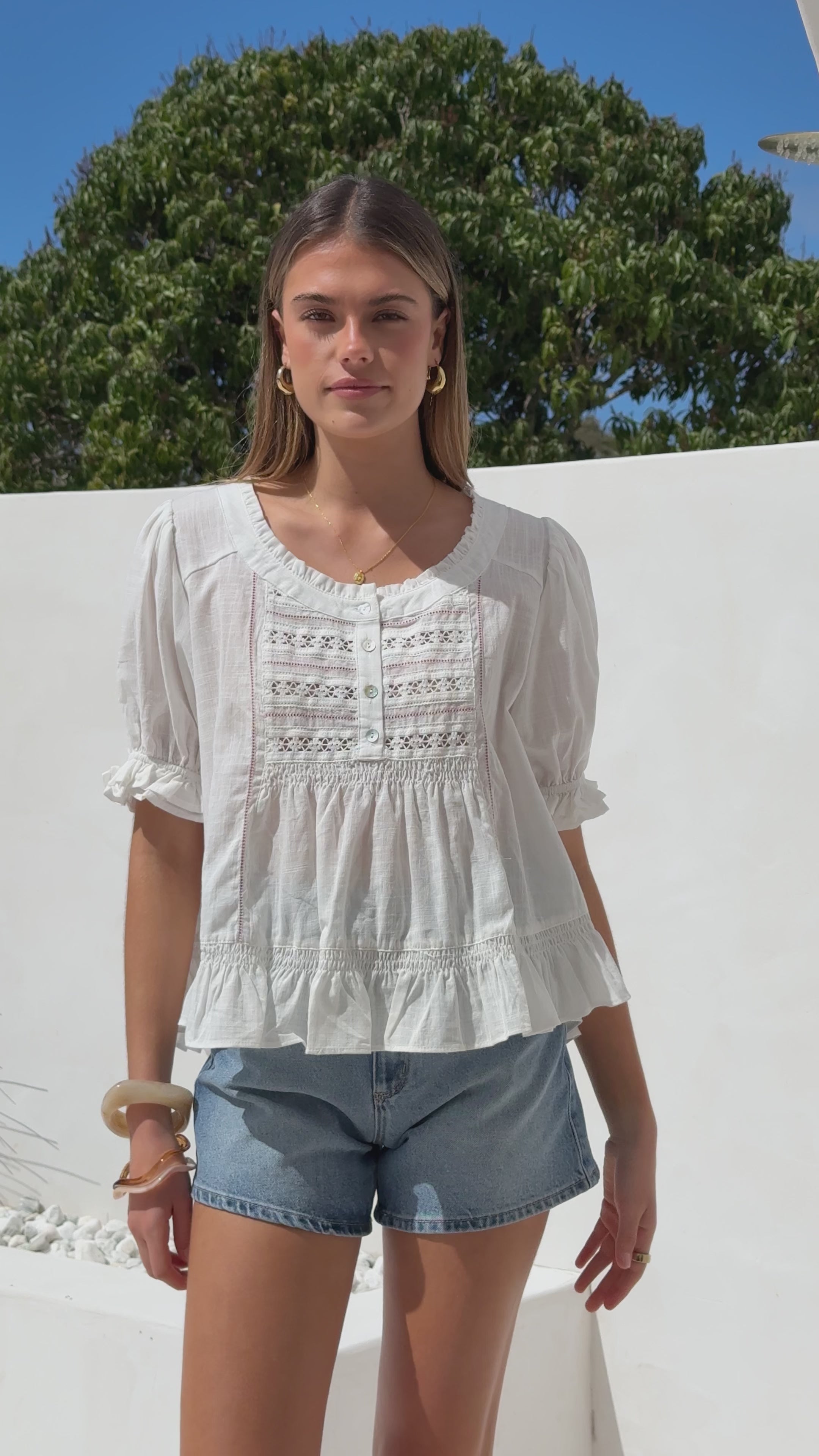 Kamilia Frill Top - White