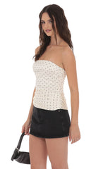 Polka Dot Satin Top in Cream