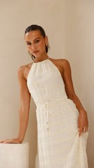 Melanie Halter Neck Maxi Dress - Cream