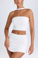 Kika-Ruched Mid-Rise Mini Skirt in White