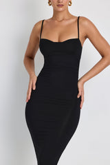 Nora-Modal Ruched Layered Midaxi Dress in Black