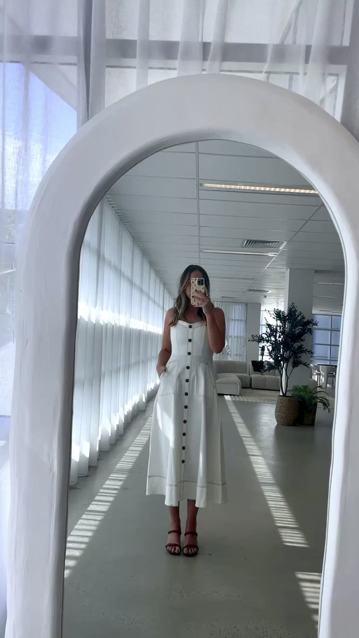 Indigo Midi Dress - White Denim