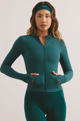 Soft Active Hooded Mid-Layer Jacket in Sea Moss