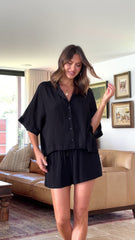 Edita Button Up Top - Black