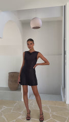 Korie Boatneck Mini Dress - Black