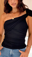 Liana Asymmetrical Top - Black