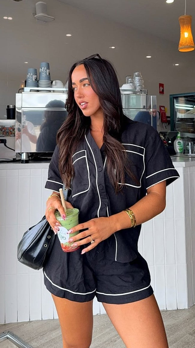 Salome Button Up Shirt - Black/White