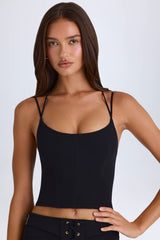 Elba-Halterneck Corset Top in Black