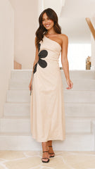 Nancia Maxi Dress - Beige / Black