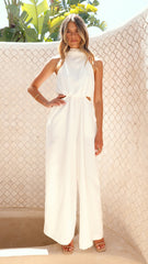 Lara Halter Neck Wide Leg Jumpsuit - White