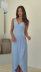 Pamela V Neck Maxi Dress - Blue