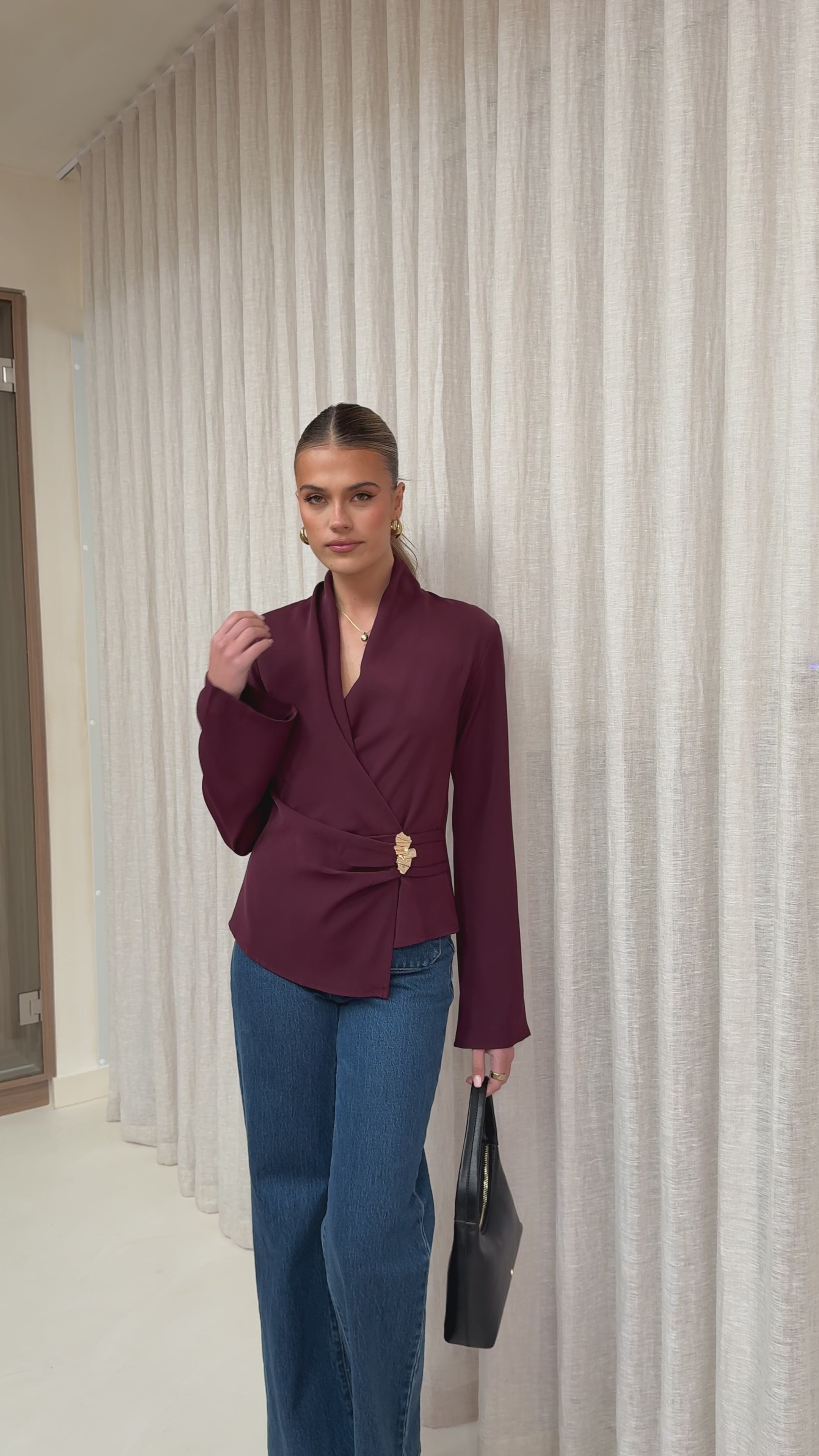 Lani Open Front Top - Burgundy