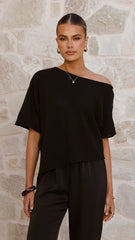 Blair Off Shoulder Tee - Black