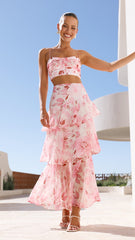 Maeva Crop Top - Pink / White Print