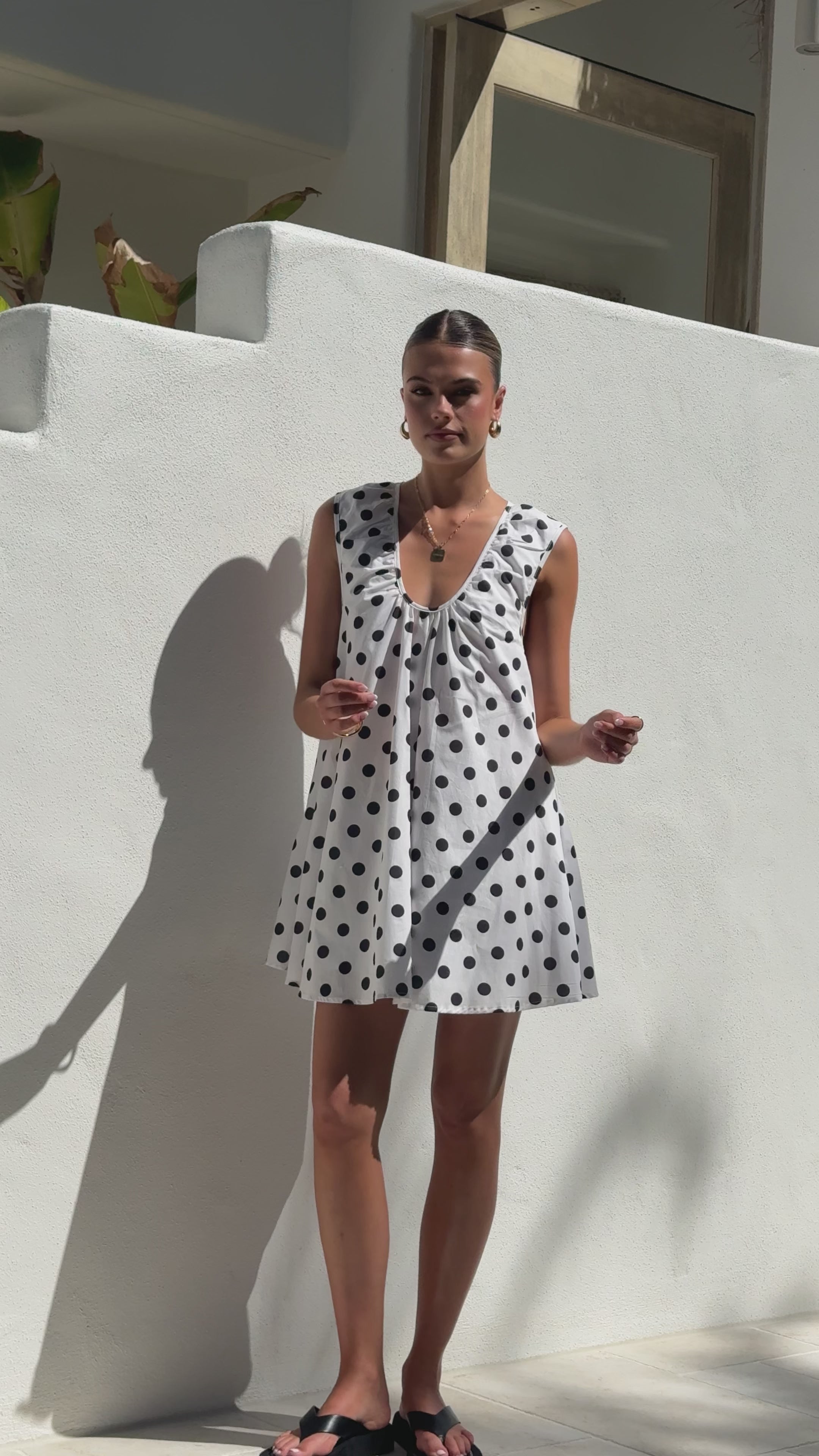 Vanessa Mini Dress - White Polka