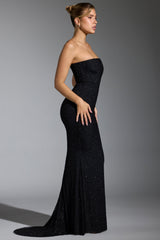 Florentina-Embellished Corset Gown in Black