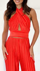 Frances Halter Neck Top - Blood Orange