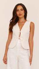Alisa Tie Vest - Light Beige