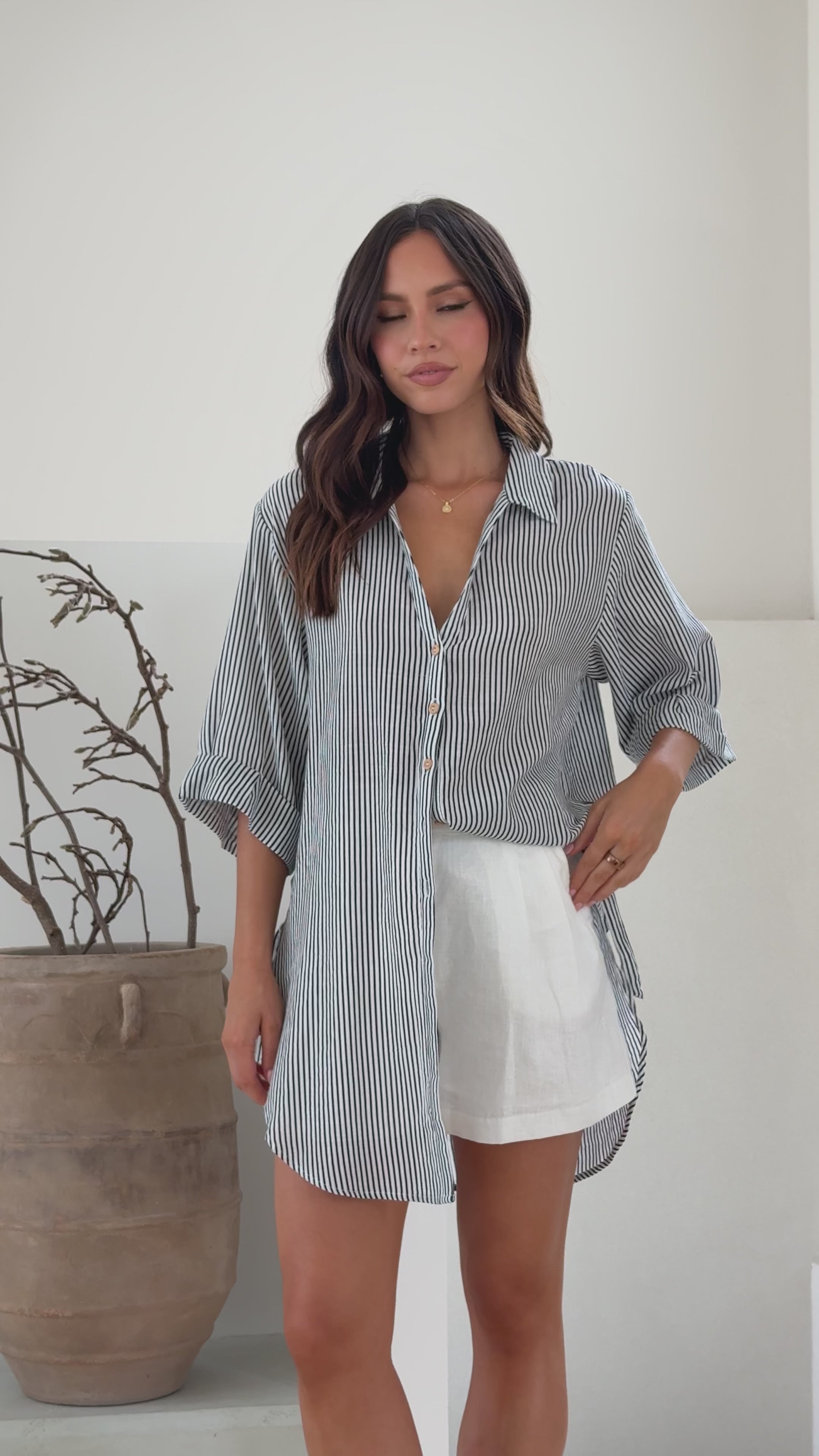 Lucia Shirt - Black/White Stripe