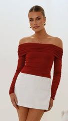 Isadora Off Shoulder Top - Wine