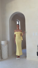 Halen Off Shoulder Midi Dress - Lemon
