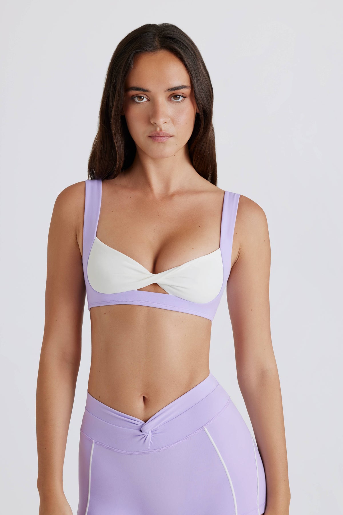 Soft Active Twist-Front Sports Bra in Lilac