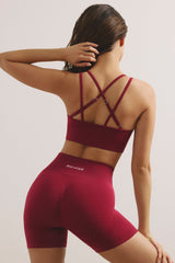 Strappy Define Luxe Sports Bra in Beet Red