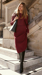 Iluka Knit Midi Skirt - Burgundy
