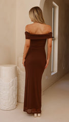 Darcey Off Shoulder Maxi Dress - Brown