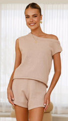 Robin Off Shoulder Top - Taupe