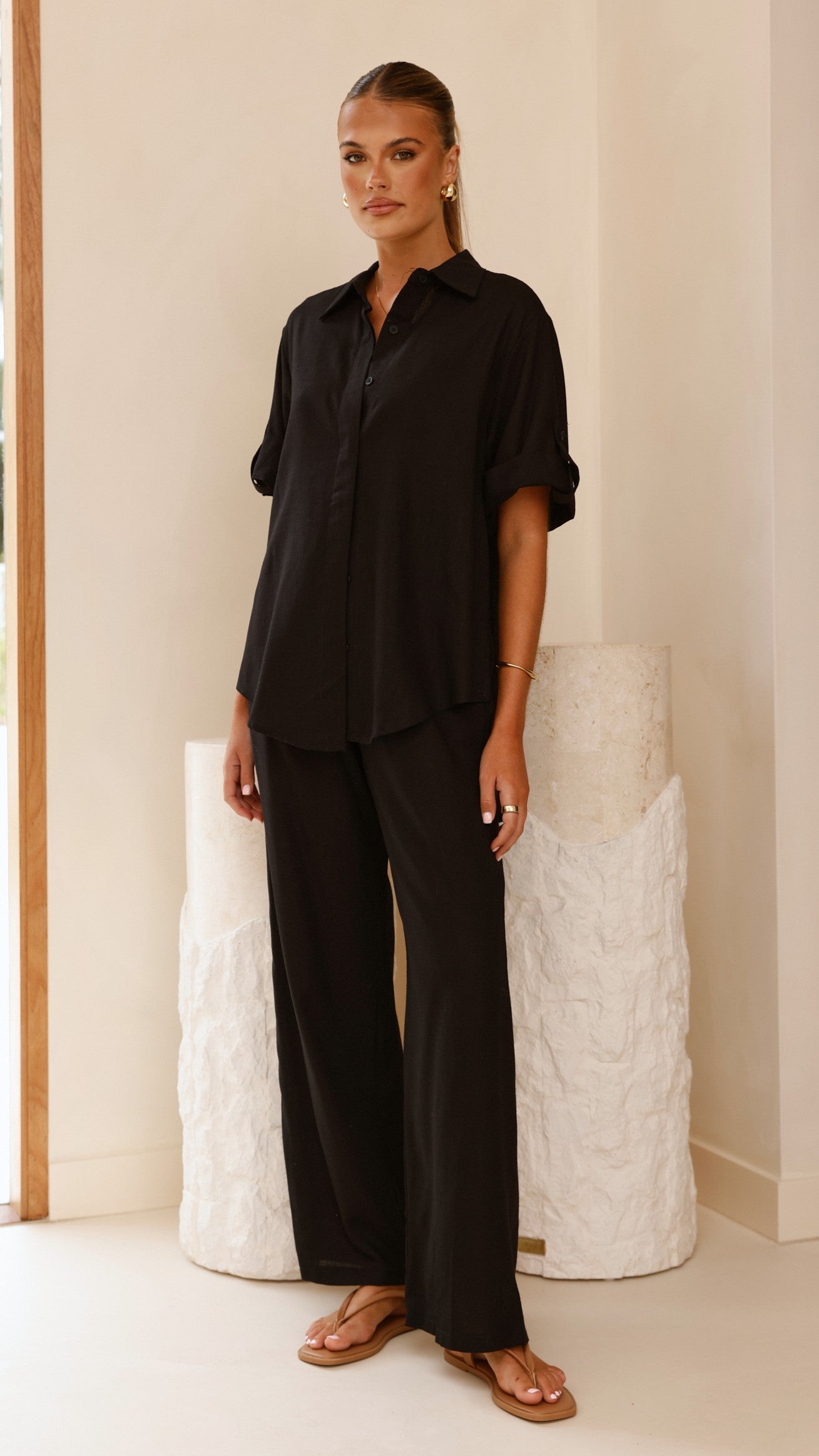 Vallerie Button Up Shirt - Black