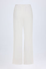 Libby-Pointelle Mid-Rise Straight-Leg Trousers in White