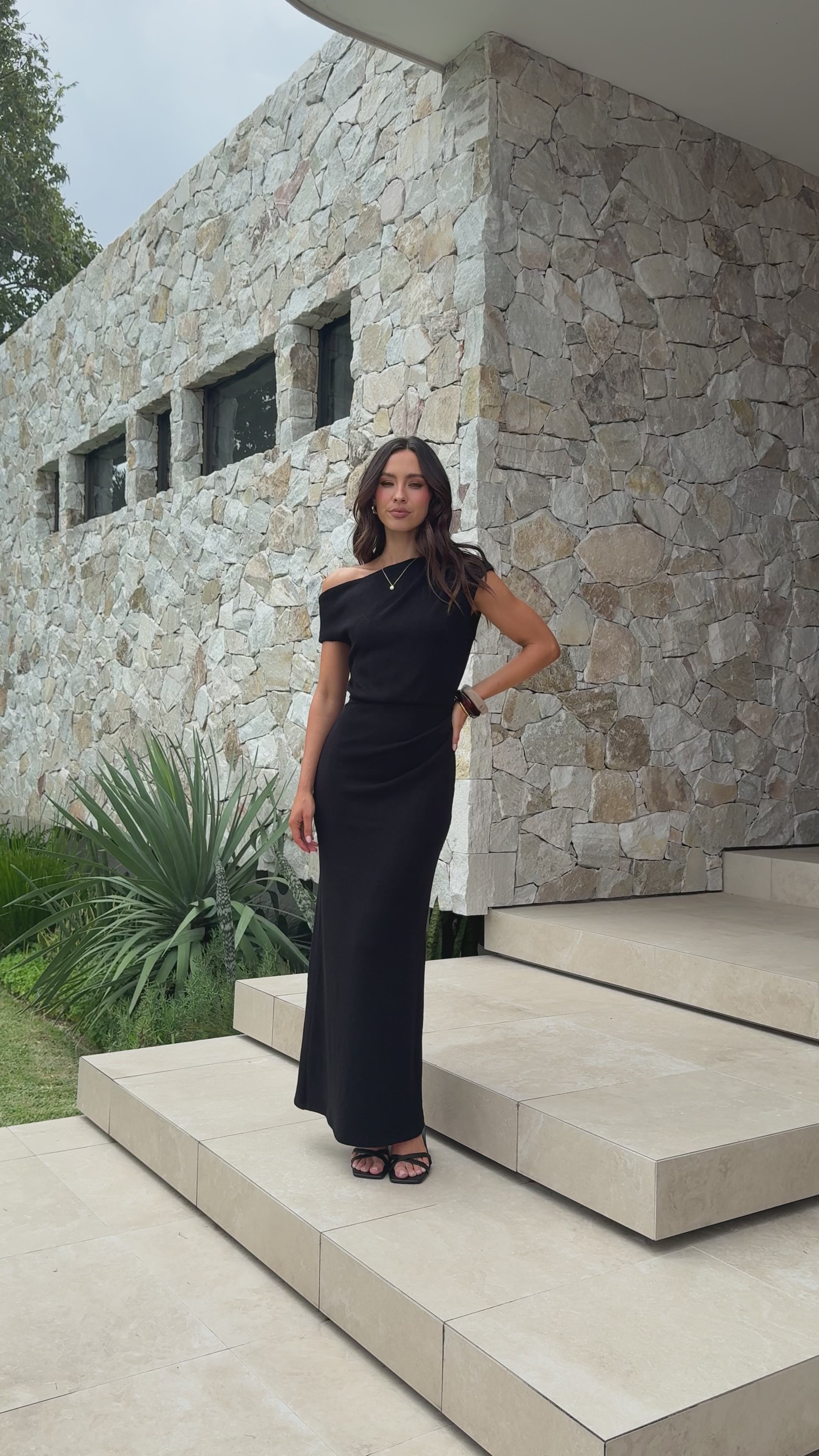 Helana Off Shoulder Maxi Dress - Black