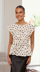 Harmonia Top - Cream/Black Polka Dot