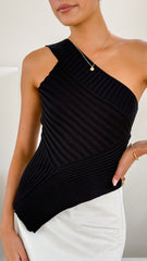 Alyssia One Shoulder Top - Black