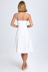 Mallory-Bow-Detail A-Line Midi Dress in White