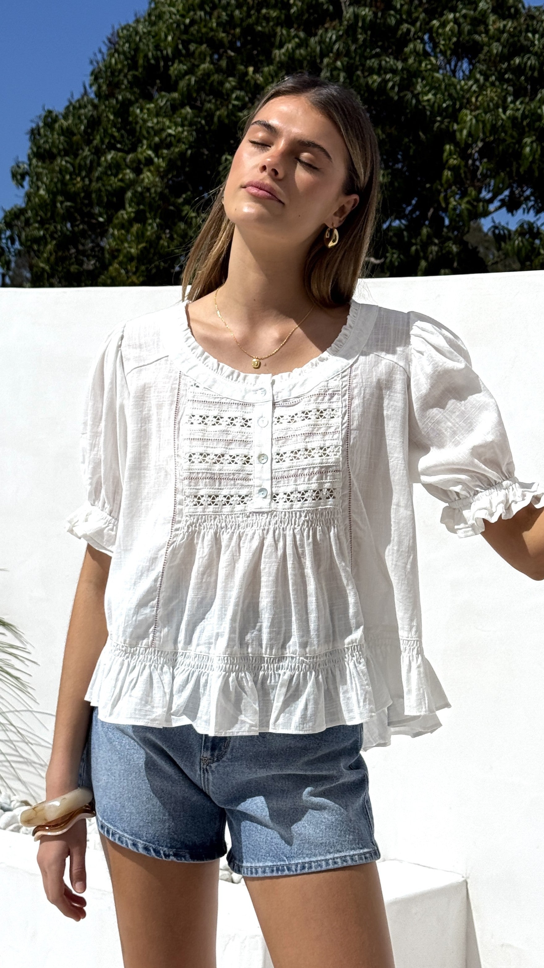 Kamilia Frill Top - White