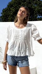 Kamilia Frill Top - White