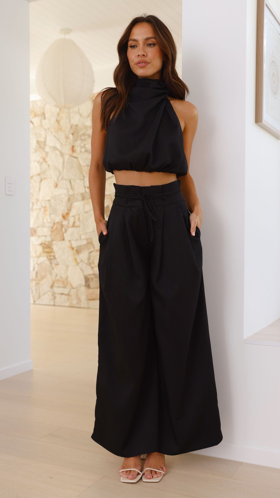 Melinda High Waist Pants - Black