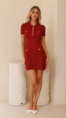 Taylah Collared Mini Dress - Maroon