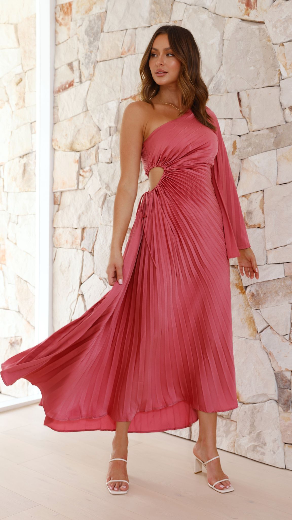 Gwen One Shoulder Maxi Dress - Pink