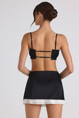 Siobhan-Ruffle-Trim Smocked Crop Top in Black