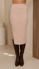 Iluka Knit Midi Skirt - Camel