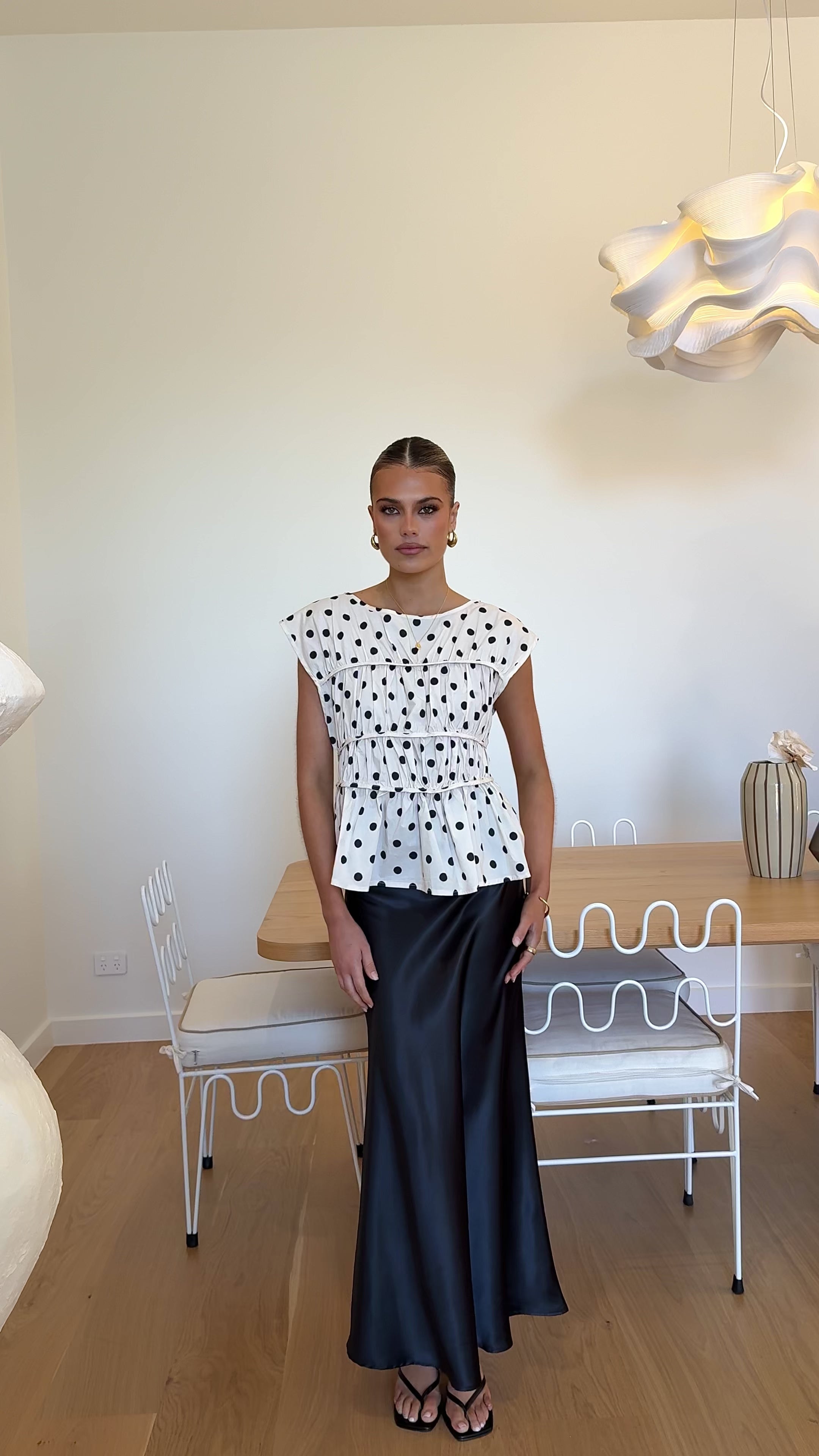 Harmonia Top - Cream/Black Polka Dot
