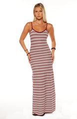 Rhiannon Burgundy Stripe Knit Maxi Dress - PRE ORDER