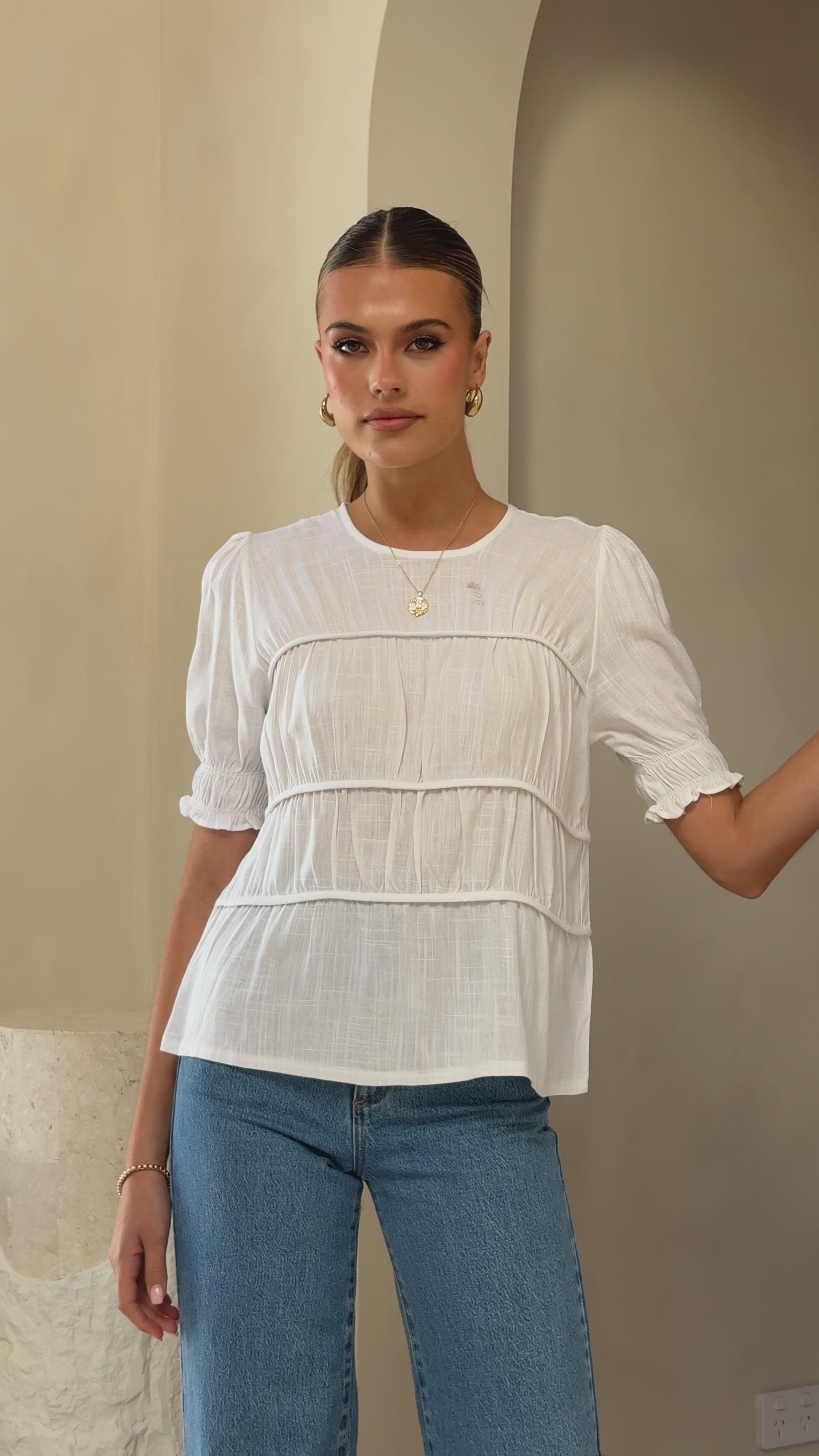 Kai Short Sleeve Top - White