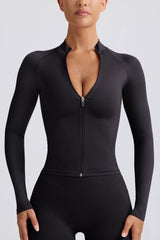 Define Luxe Zip-Up Jacket in Black